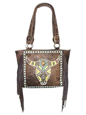 P&G Embellished Western Fringe Brown C/C Shoulder Bag
